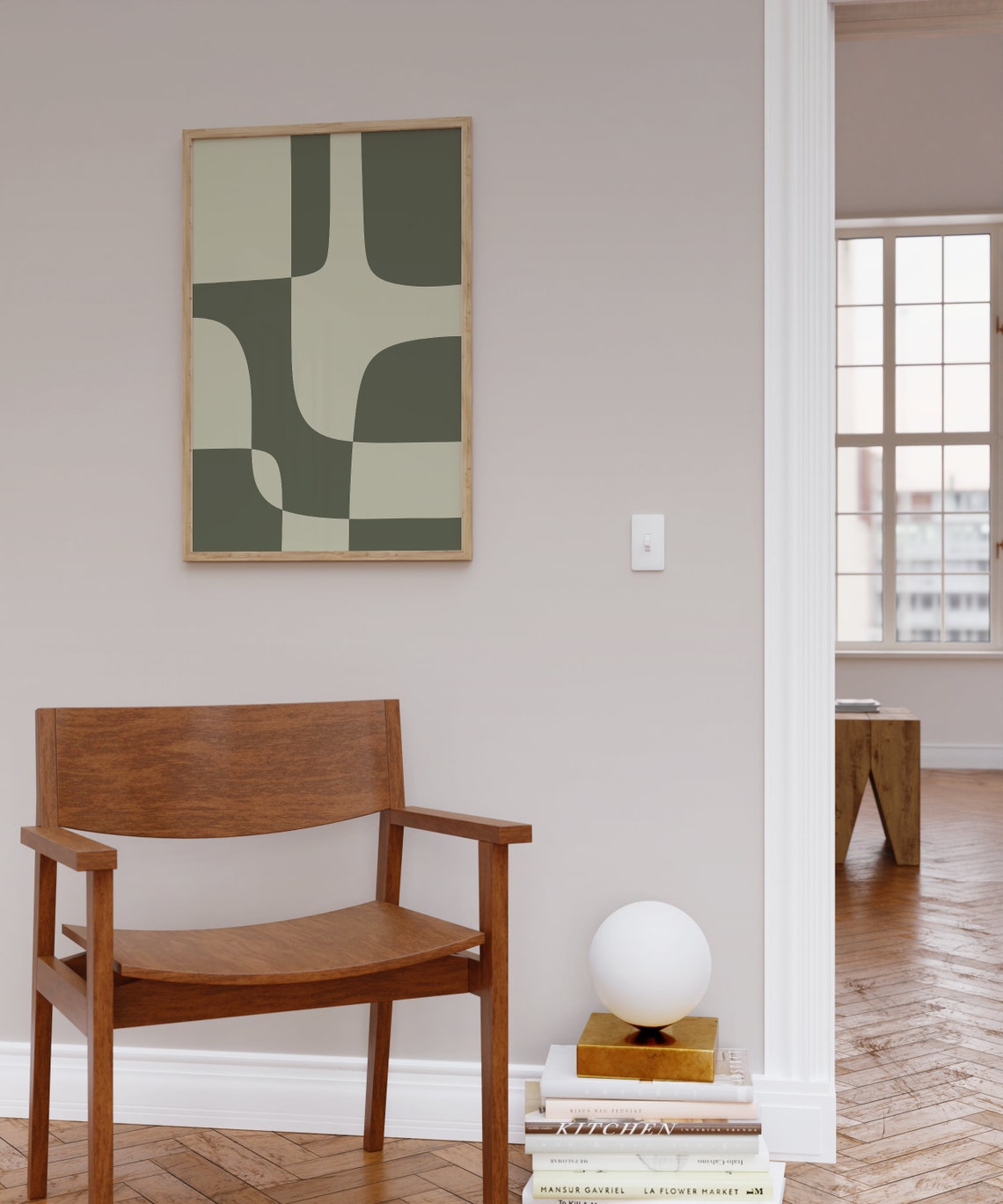 Olive Green Organic Shapes Mid Century Modern Abstract Poster - Image 4