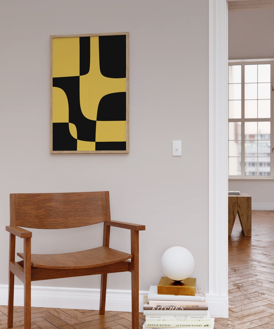 Black And Mustard Yellow Geometric Puzzle Blocks Bold Poster - Image 4