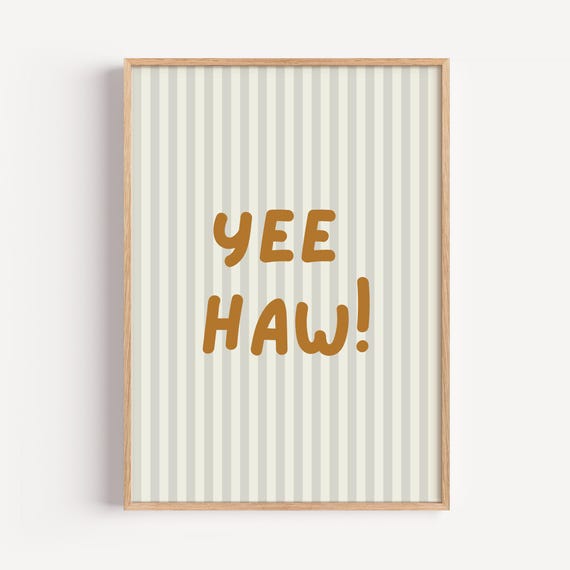 Yee Haw Kids Rolled Poster Western Typography Wall Art For Playroom Or Nursery Decor Cowboy Theme Quote Little Wranglers