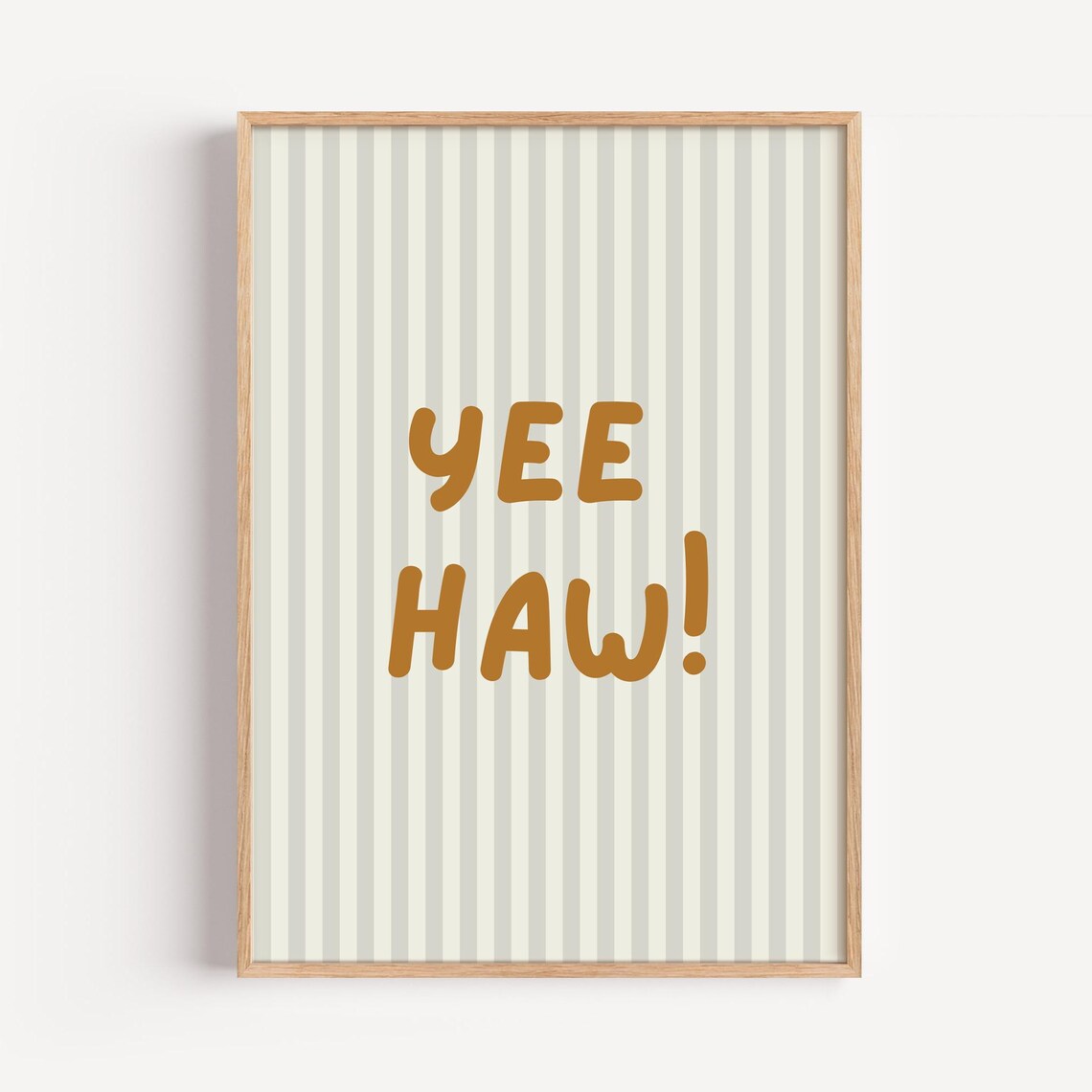 Yee Haw Western Cowboy Quote Poster for Nursery or Playroom Striped Wall Decor