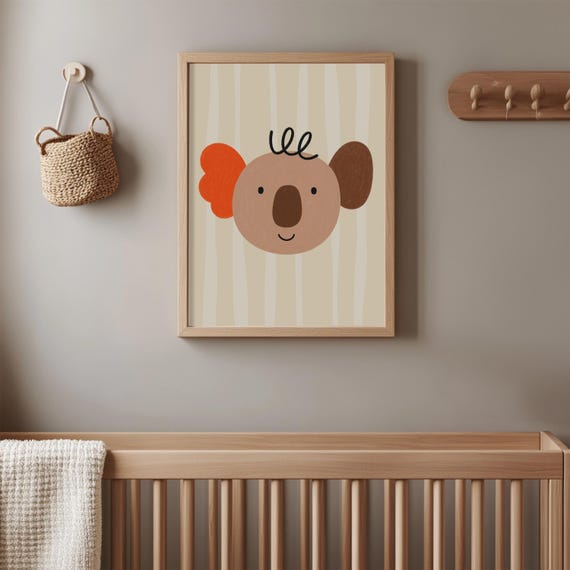 Whimsical Koala Nursery Print Pastel Jungle Animal Decor