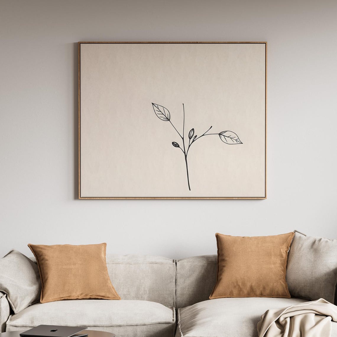 Botanical Leaf Line Art Print Minimalist Black And White Decor
