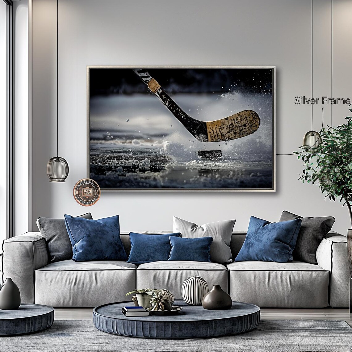Hockey Stick and Puck Winter Sports Photo Art Print - Image 4