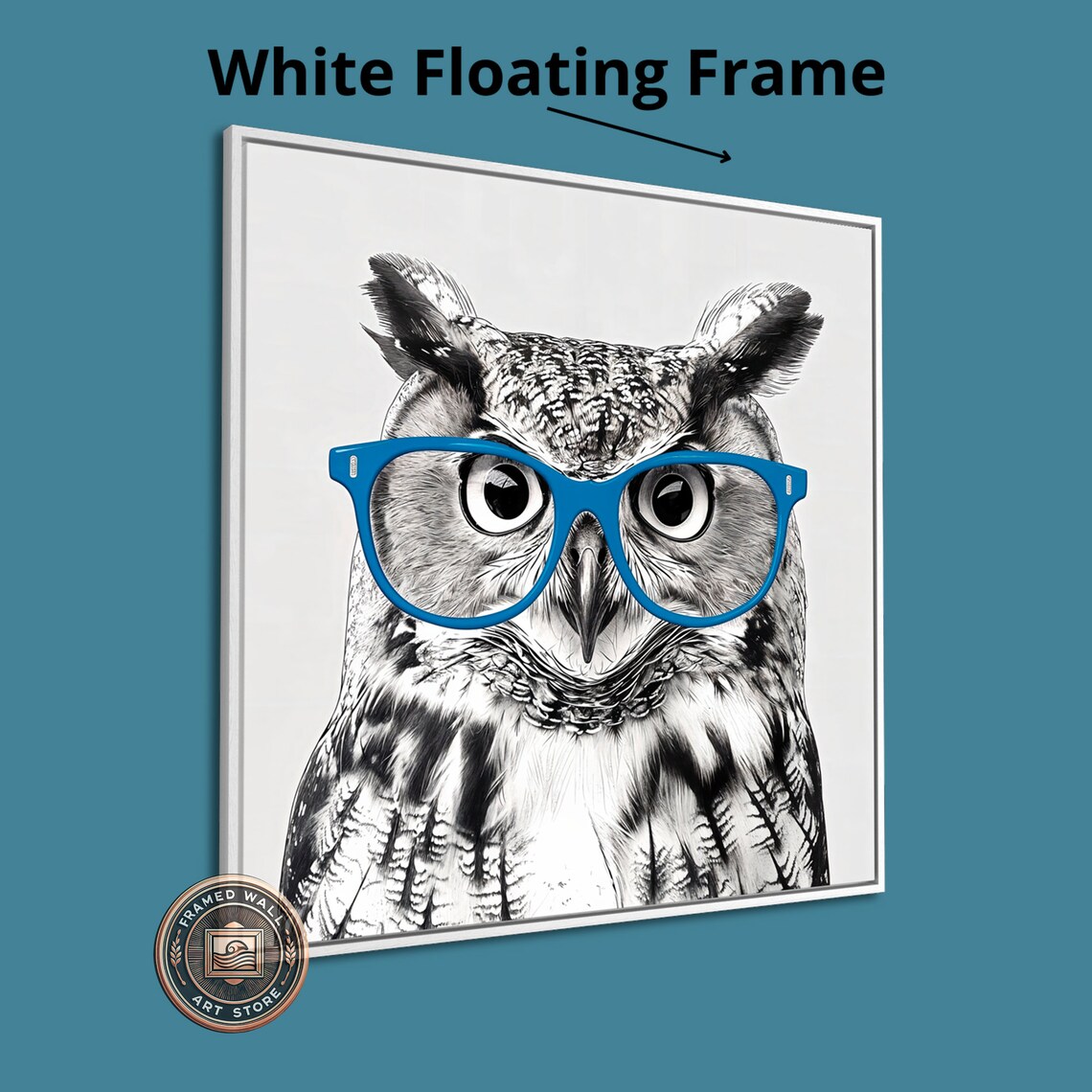 Owl With Glasses, Whimsical Animal Poster Print - Image 4