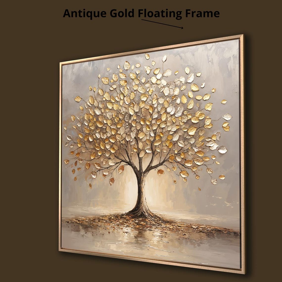 Golden Leaf Tree Textured Neutral Elegant Modern Nature Art Poster - Image 4