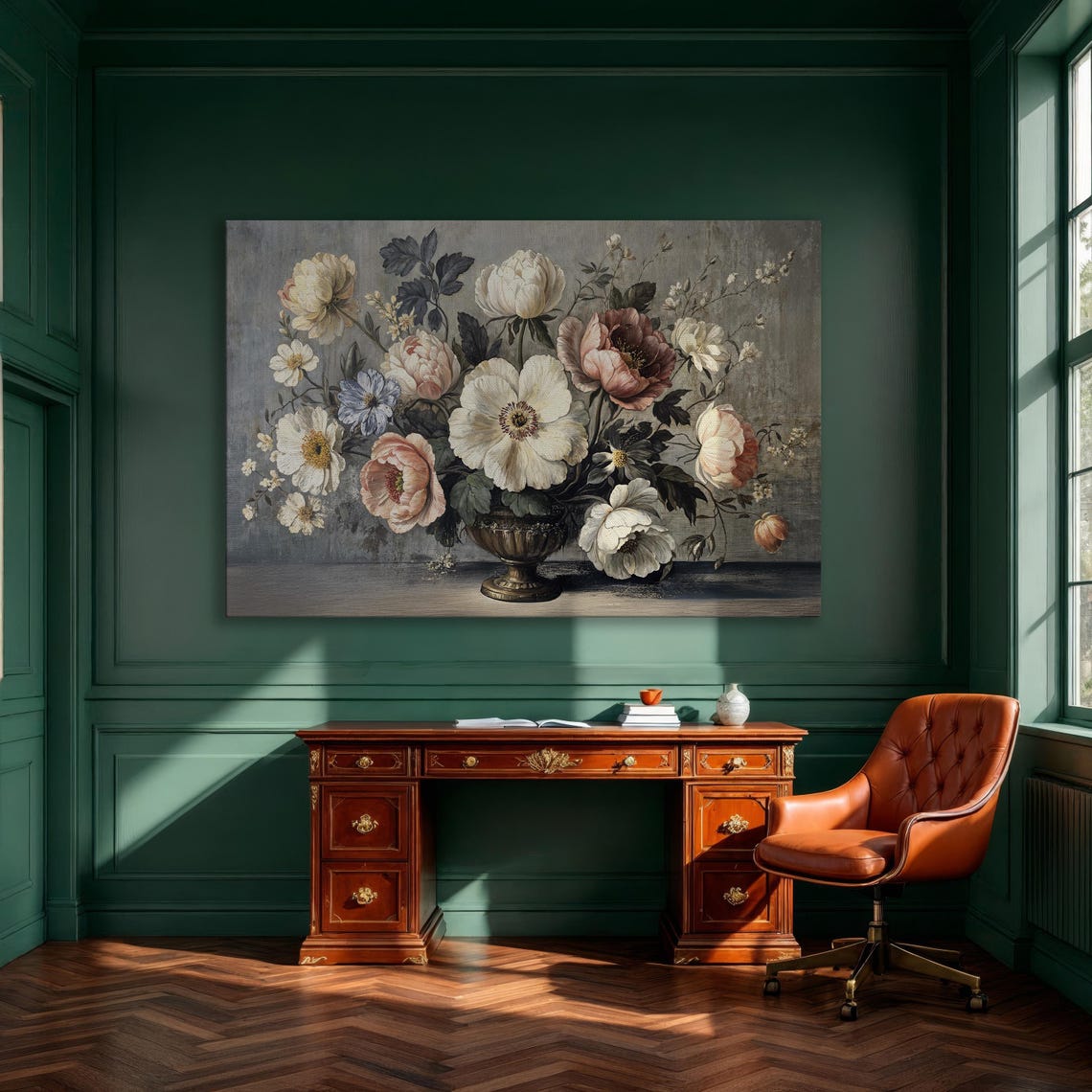 Peonies And Roses In Vase Poster In Dutch Old Master Floral Style