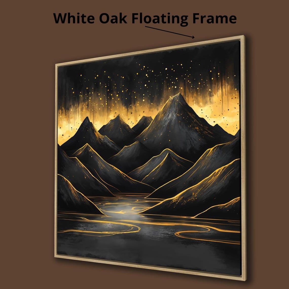 Starry Night Black Gold Mountains Abstract Golden Sky Wall Art Poster - Image 4