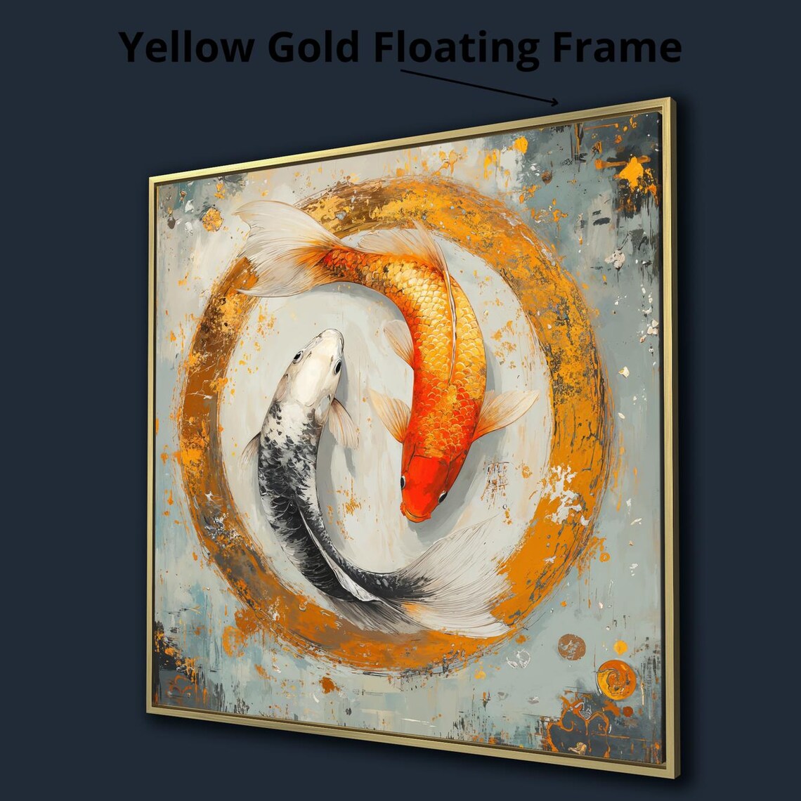 Yin Yang Koi Fish Pair Golden Circle Serene Japanese Zen Wall Art Poster - Image 4