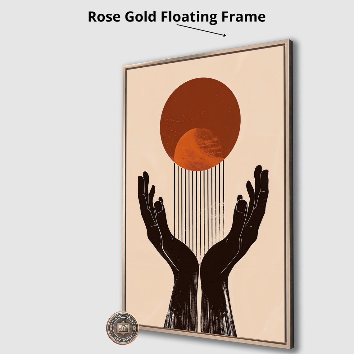 Boho Hands Holding Sun Minimalist Terracotta Line Art Poster - Image 4
