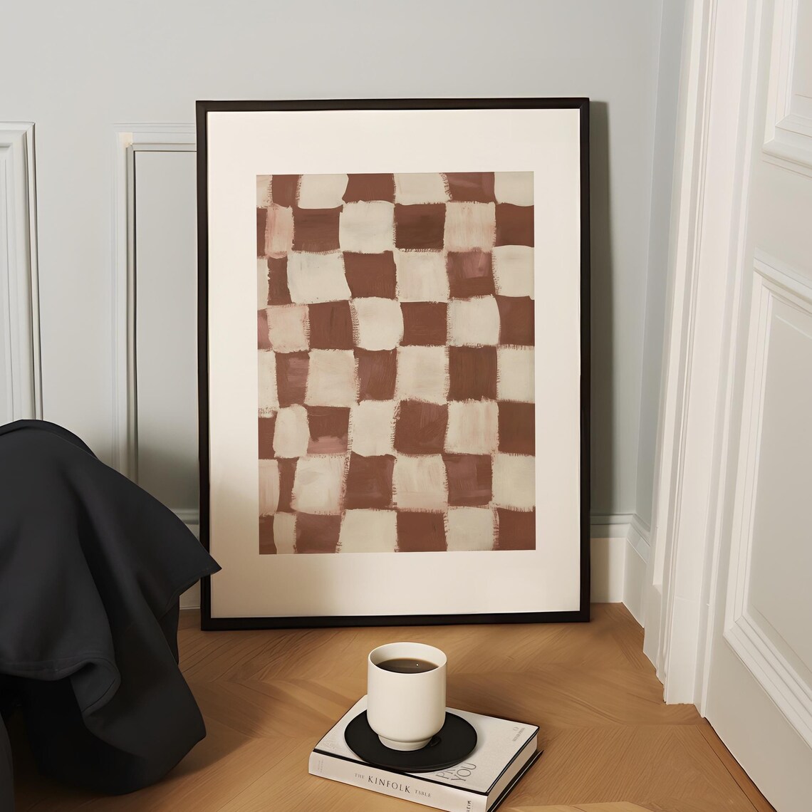 Brown Checkered Retro Wall Art, Minimalist Poster - Image 4