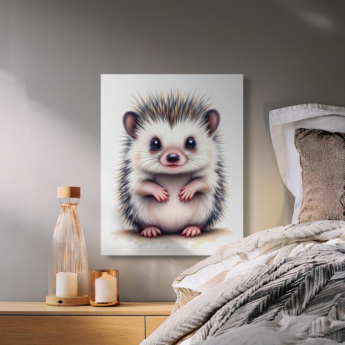 Cute Baby Hedgehog Watercolor Portrait Nursery Decor Art Print - Image 2