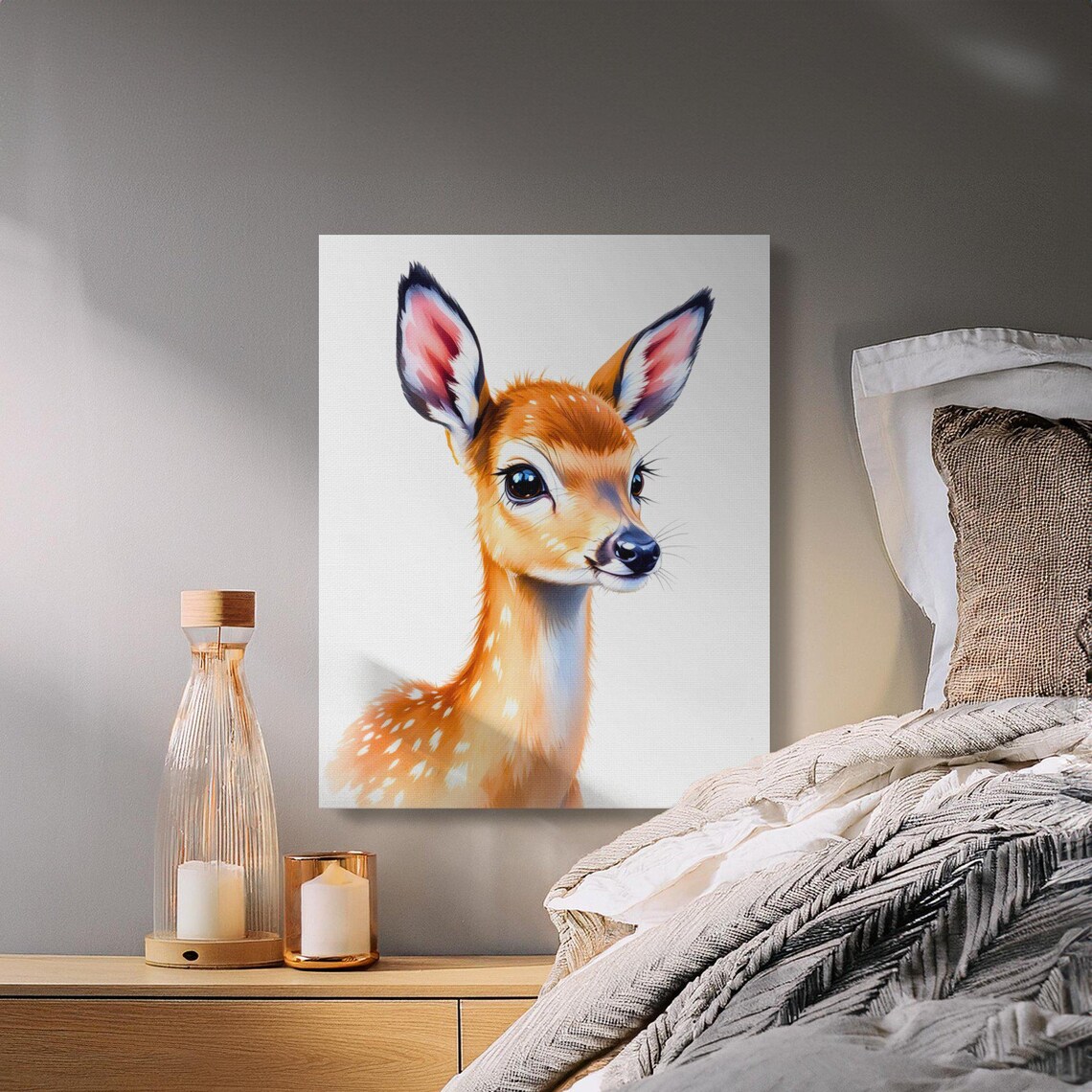 Adorable Baby Deer Fawn Watercolor Woodland Nursery Kids Poster
