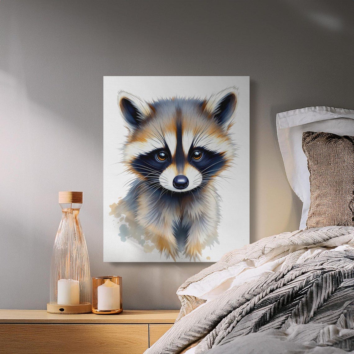 Kids Wall Art Cute Raccoon Art Nursery Animal Print Adorable Baby Raccoon Wildlife Art For Childrens Room - Image 2