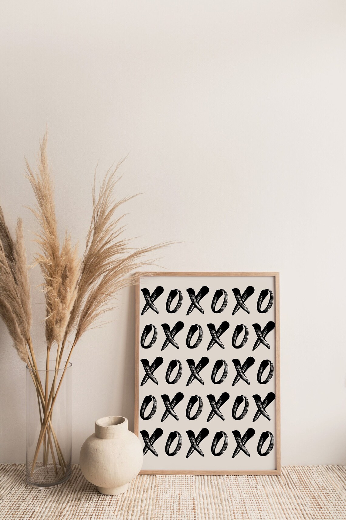 XOXO Brush Letter Pattern Black And White Graphic Love Poster