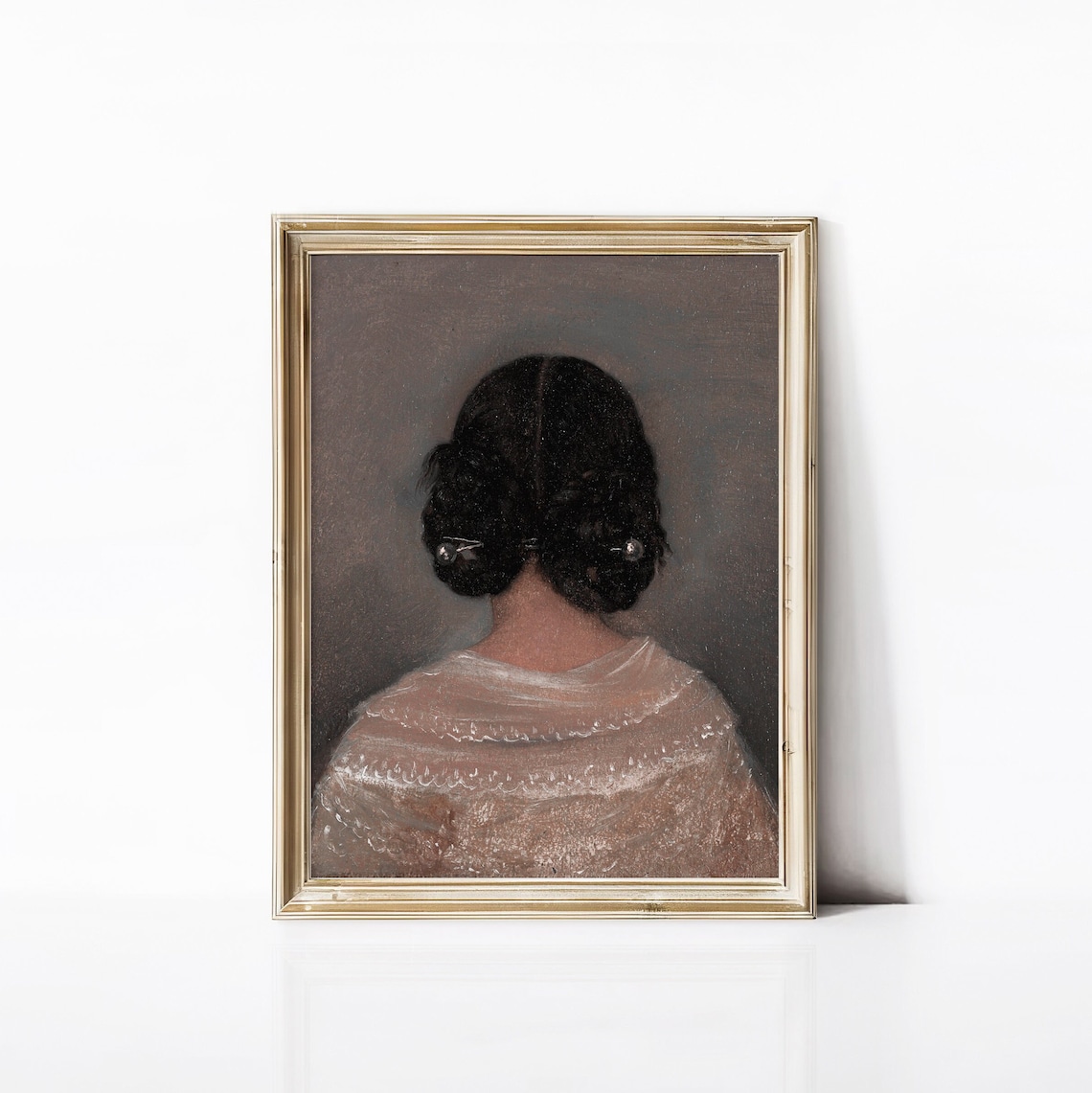 Vintage Portrait Painting of Girl With Braids Art Print