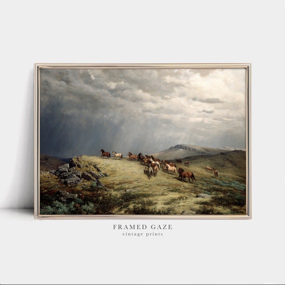 Vintage Horse Art Print, Farmhouse Wall Decor