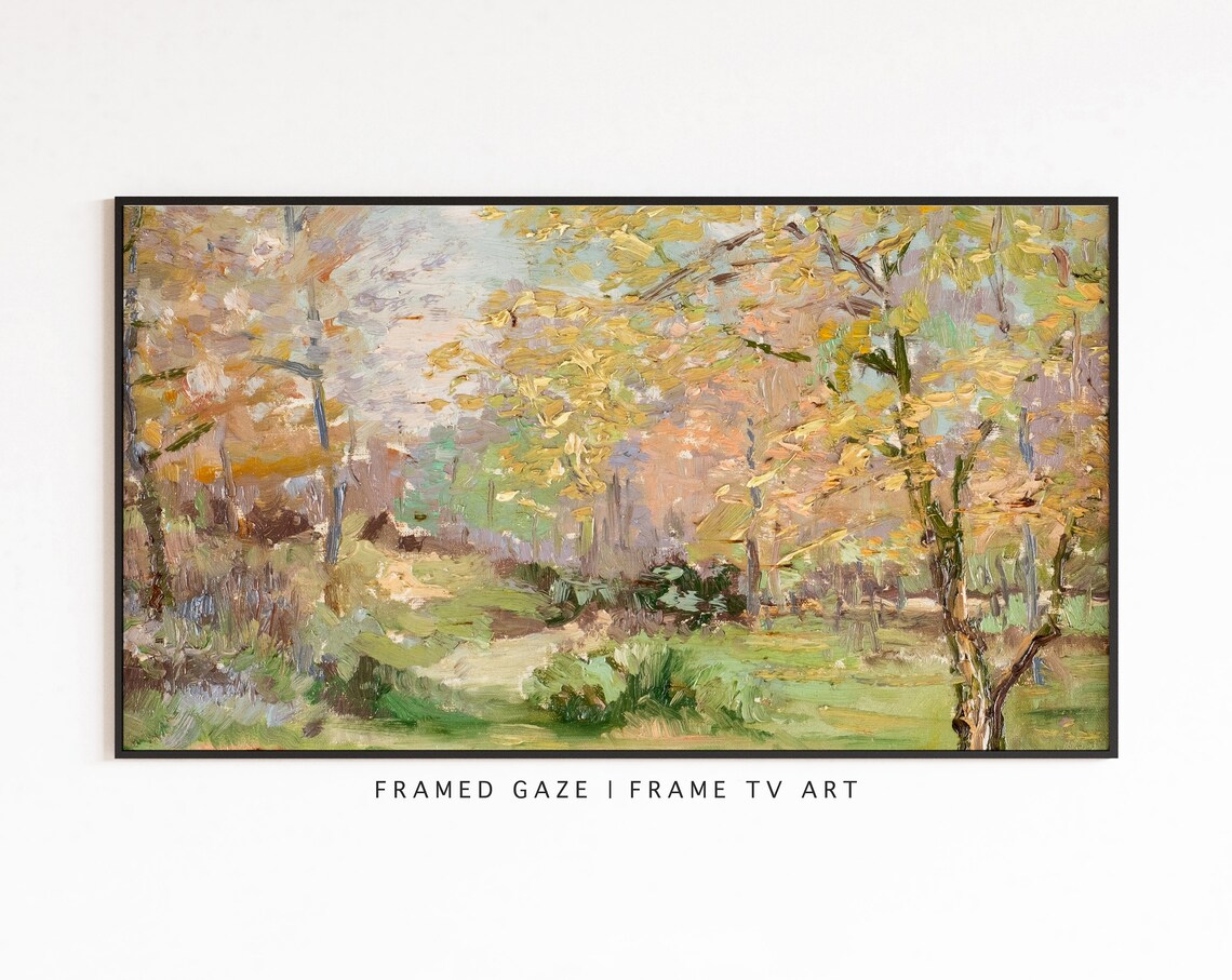 Autumn Forest Golden Foliage Woodland Meadow Vintage Landscape Poster - Image 3