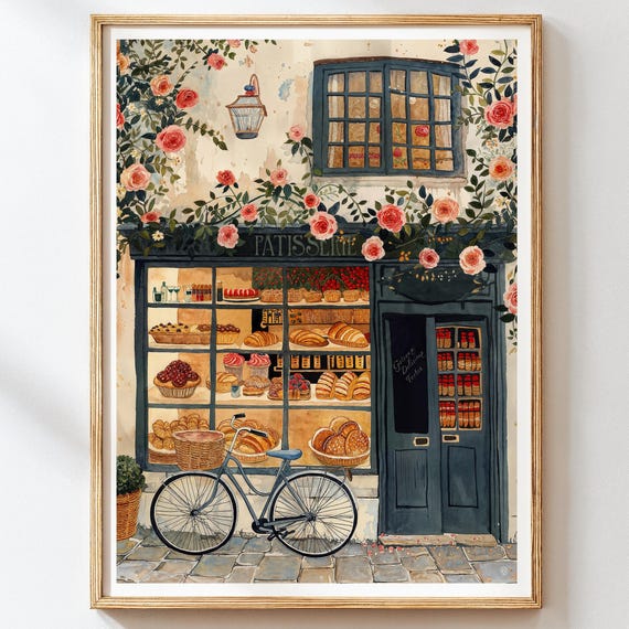 French Patisserie Vintage Art Print, Bakery Illustration