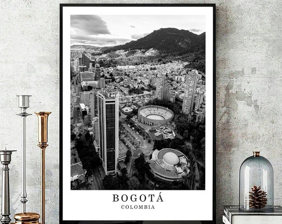 Bogot Travel Poster Black And White Photo Wall Art City Landmark Dcor Gift