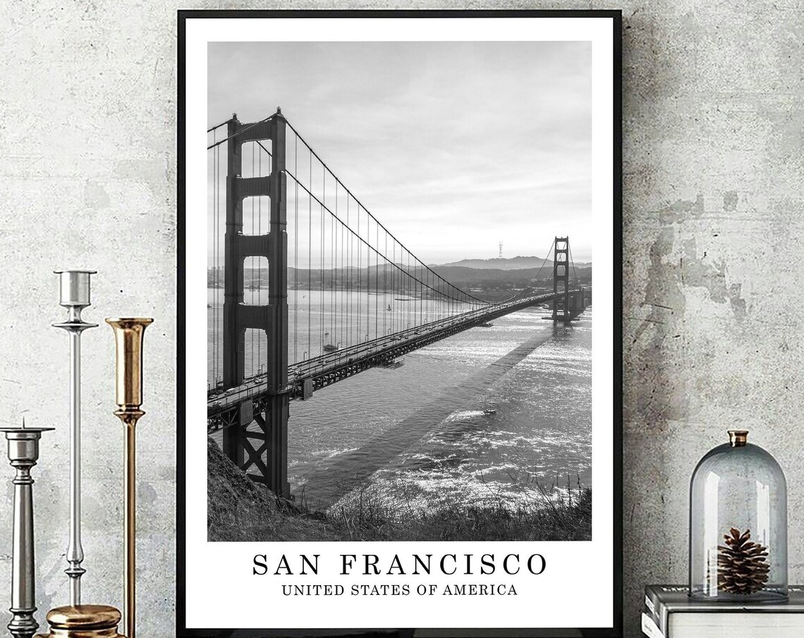 San Francisco Golden Gate Bridge Black And White Photo Poster