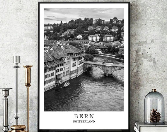 Bern Travel Print Black And White Photo City Landmark Poster Wall Art Decor Gift