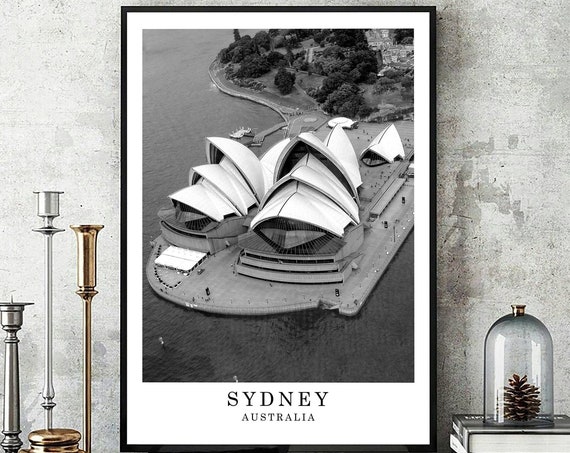 Sydney Travel Print Black And White Photo Wall Art City Landmark Dcor Gift Poster