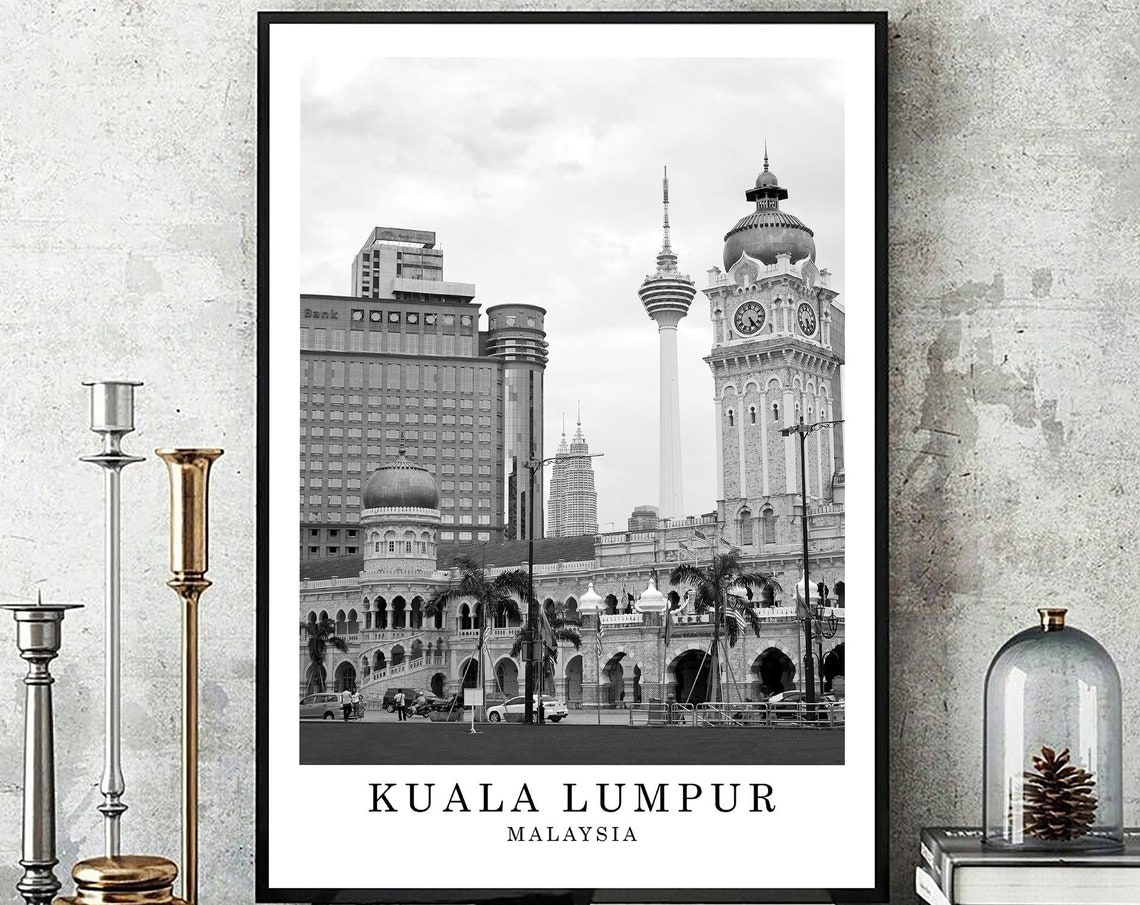 Kuala Lumpur Sultan Abdul Samad Building Black And White Travel Poster
