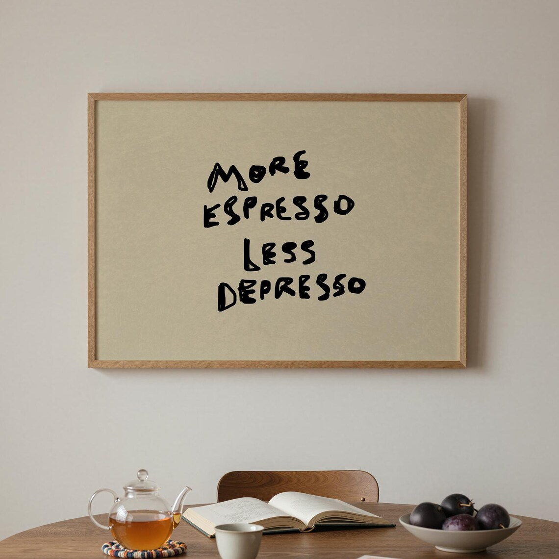 More Espresso Less Depresso Coffee Quote Poster