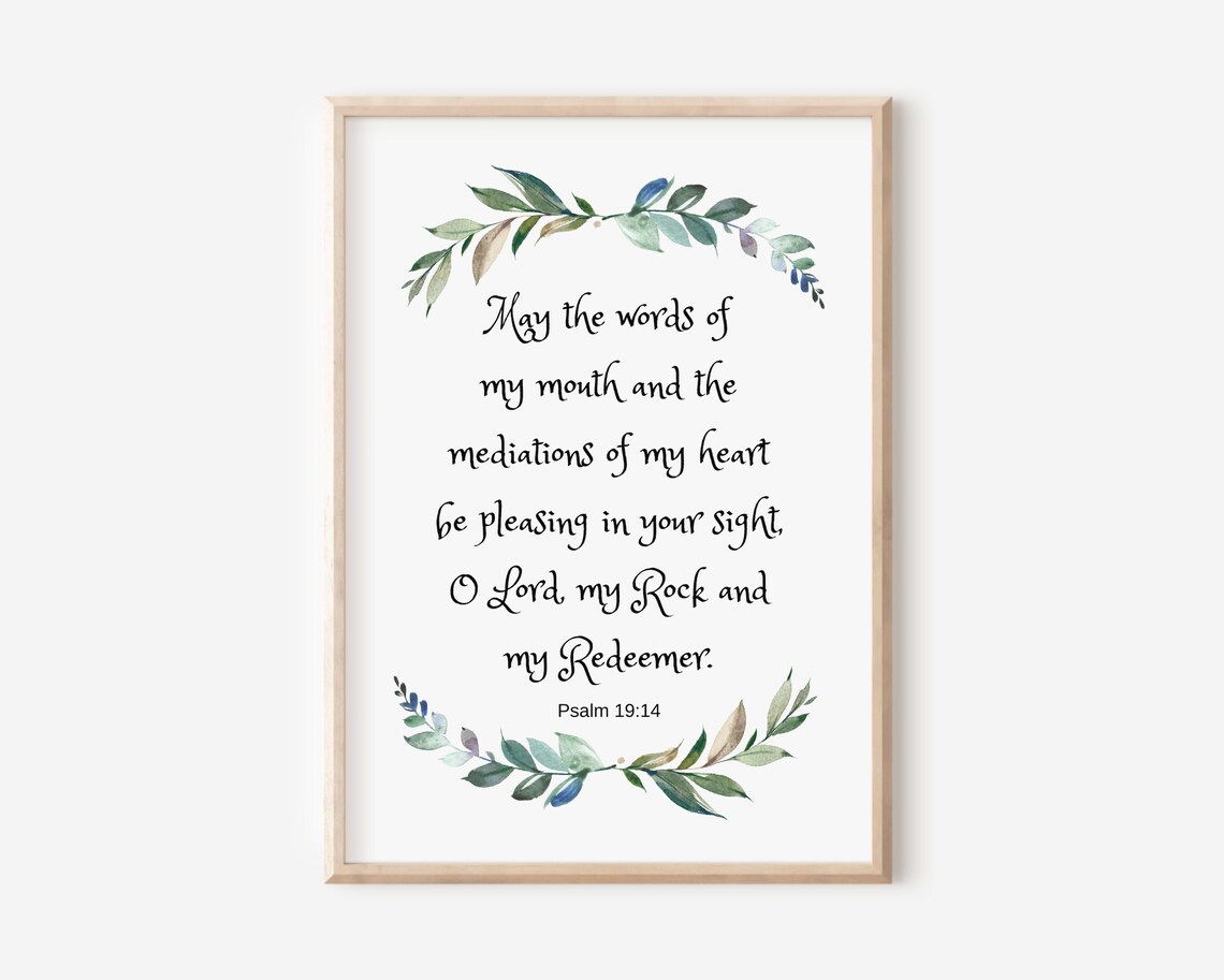 Psalm 1914 Bible Verse Watercolor Botanical Christian Art Print