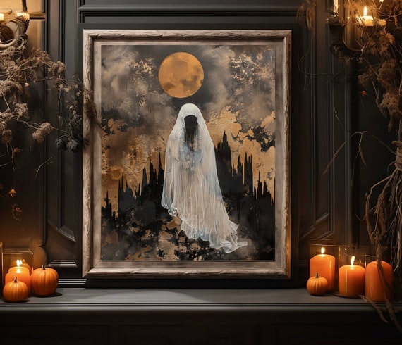 With Moon Bidtheewell Print Halloween Wall Decor Fall Art Lover Gift Spooky Season Gothic