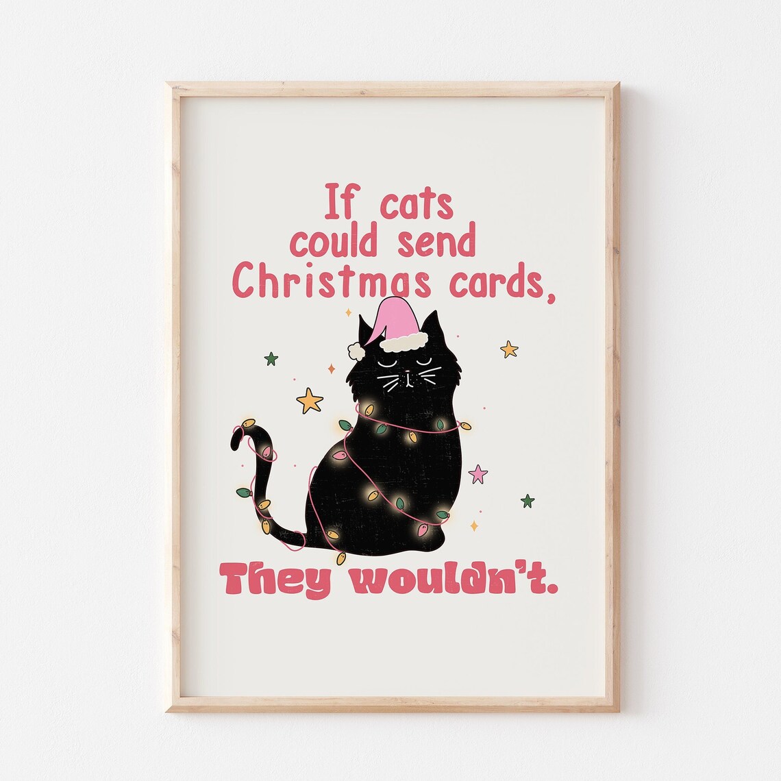 If Cats Could Send Christmas Cards Black Cat Funny Holiday Poster