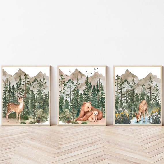 Woodland Nursery Print Nursery Wall Art Woodland Nursery Decor Woodland Animals Posters Baby Animal Prints Forest Nursery Decor Kids Room