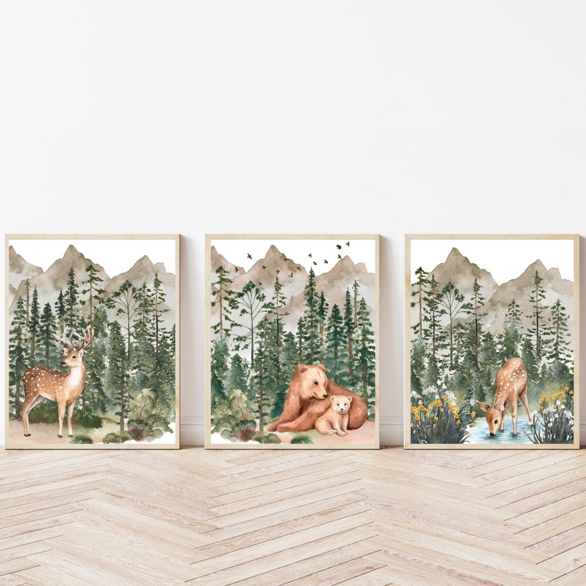 Woodland Nursery Print Nursery Wall Art Woodland Nursery Decor Woodland Animals Posters Baby Animal Prints Forest Nursery Decor Kids Room