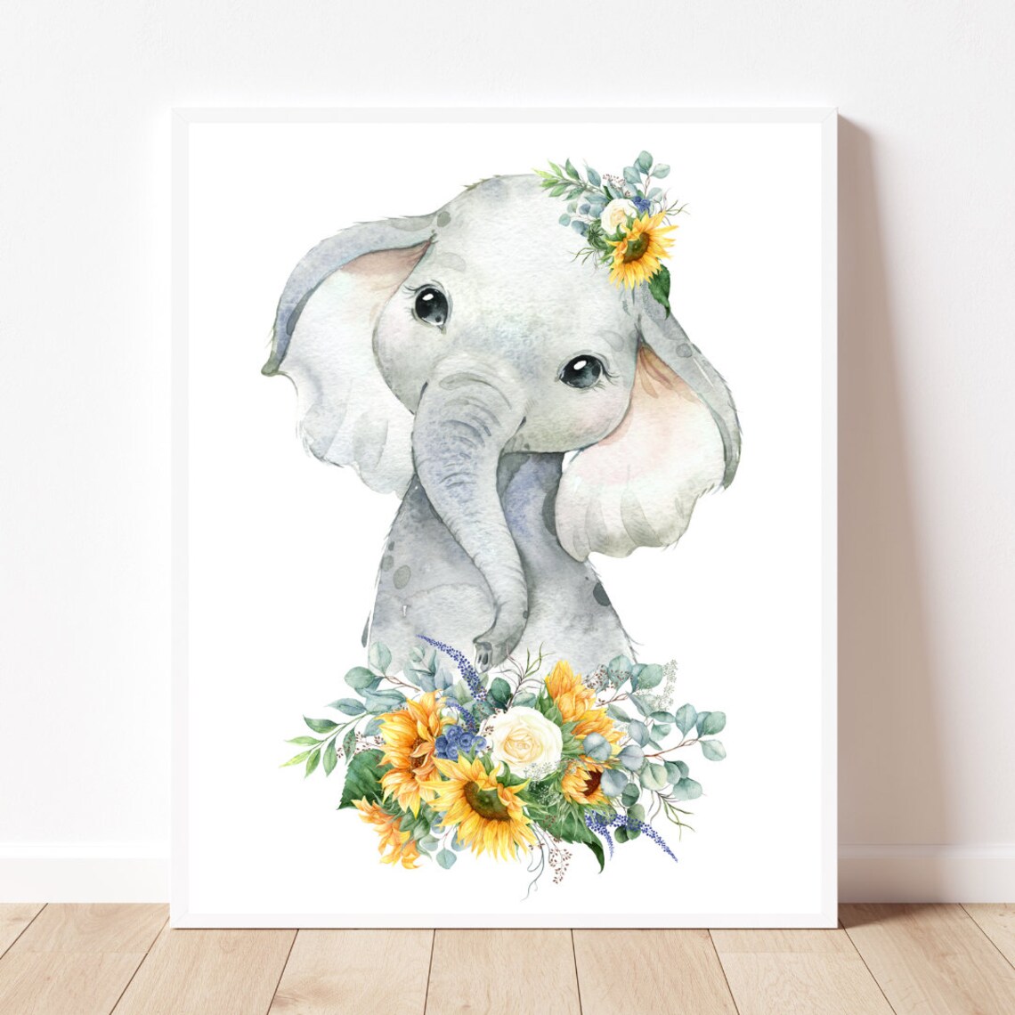 Elephant Sunflower Nursery Decor Art Print - Image 2