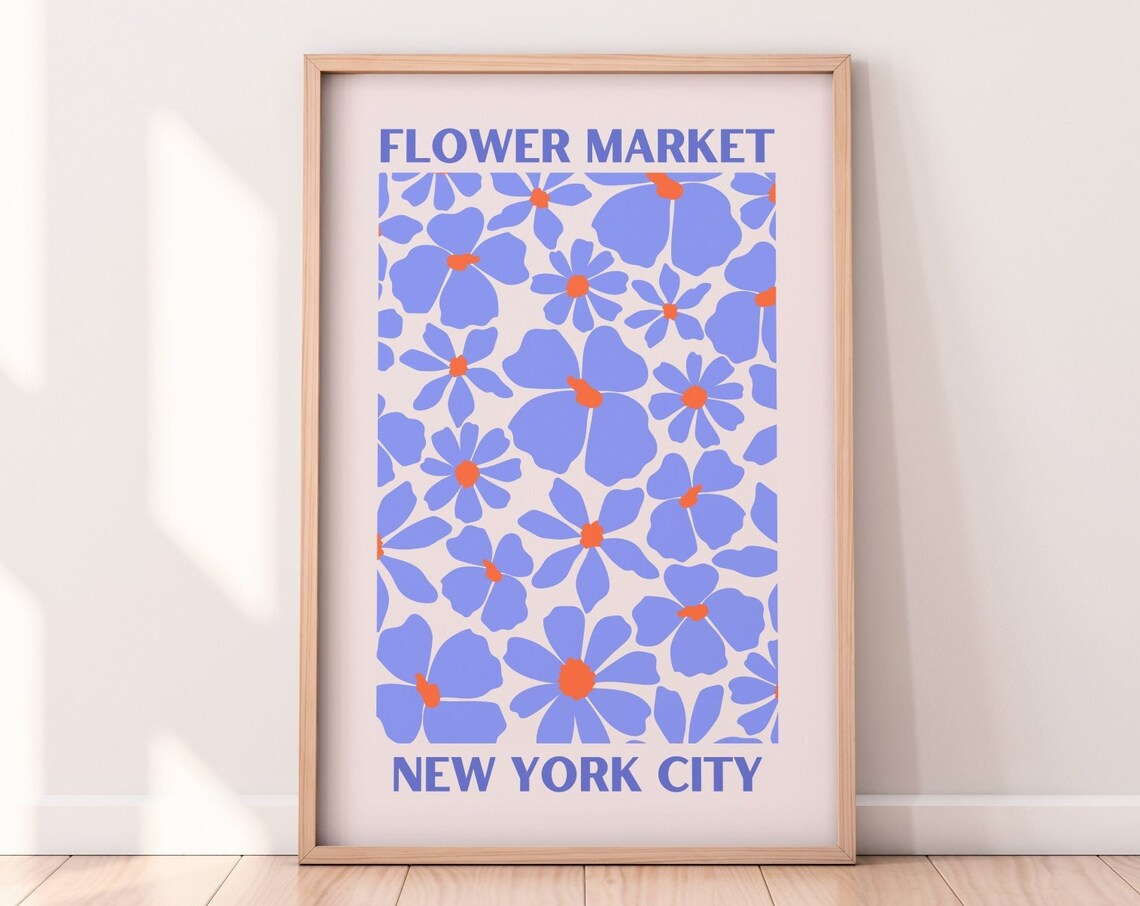 Flower Market Nyc Abstract Flowers Art Print