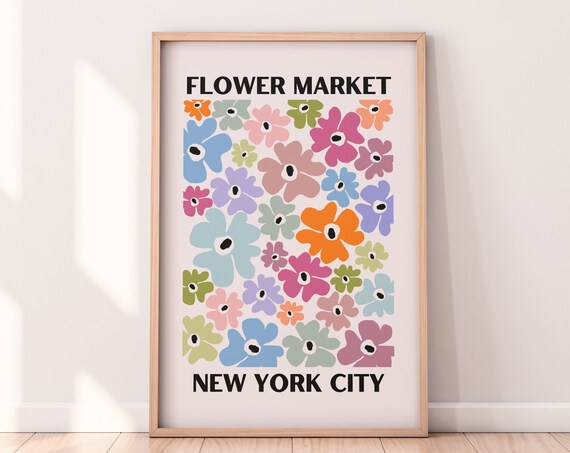 Flower Market NYC Poster Print, Floral Wall Art