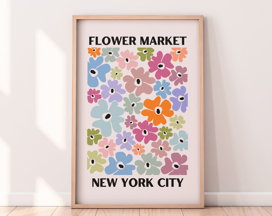 Flower Market NYC Poster Print, Floral Wall Art