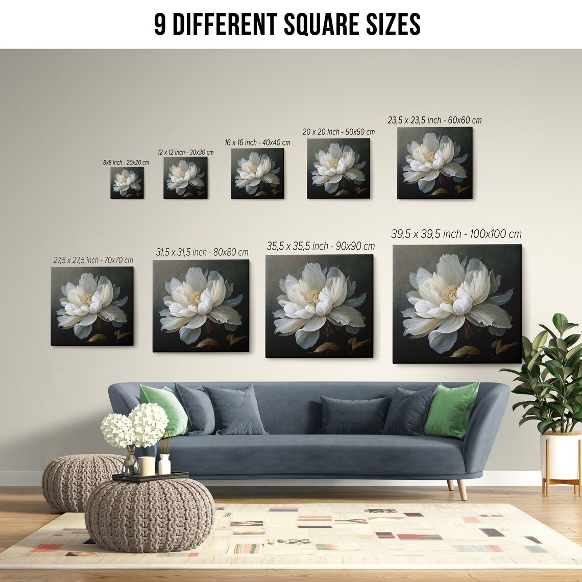 Elegant White Peony Bloom On Dark Moody Botanical Floral Wall Art - Image 2