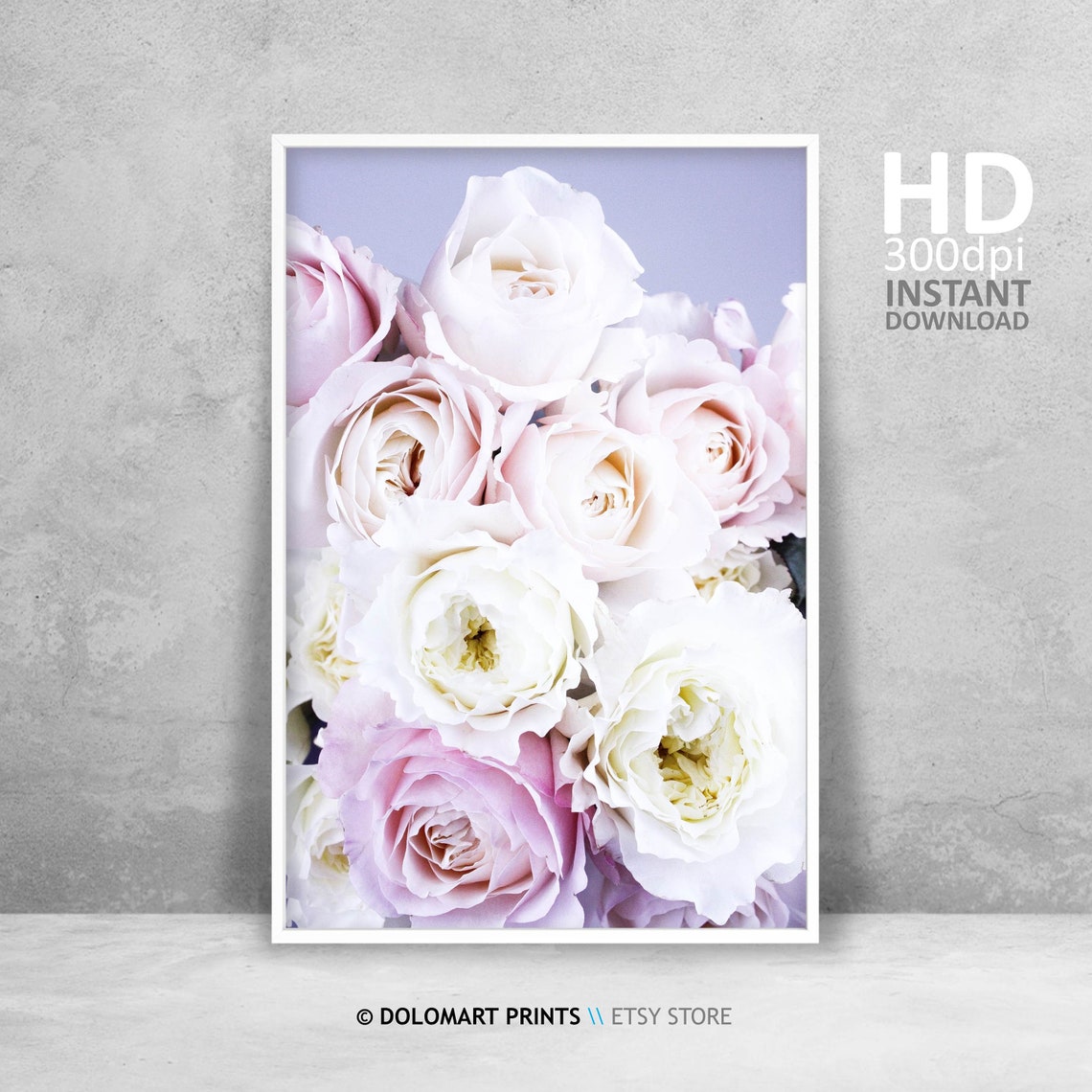 Blush Pink And White Roses Bouquet Soft Floral Photography Poster
