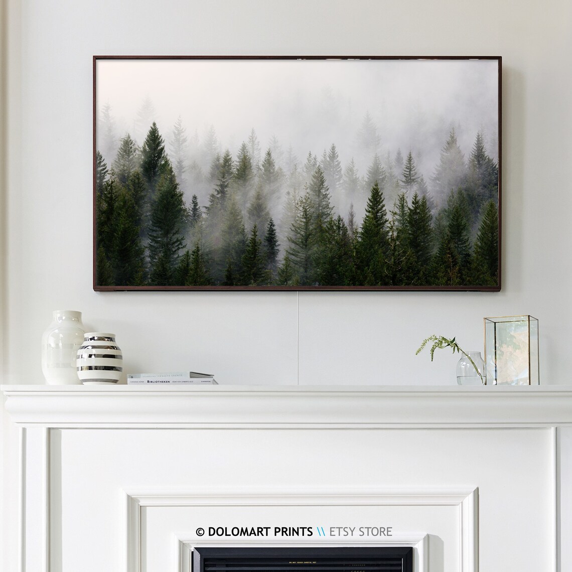 Pines Forest Art Print, Misty Nordic Woodlands - Image 3