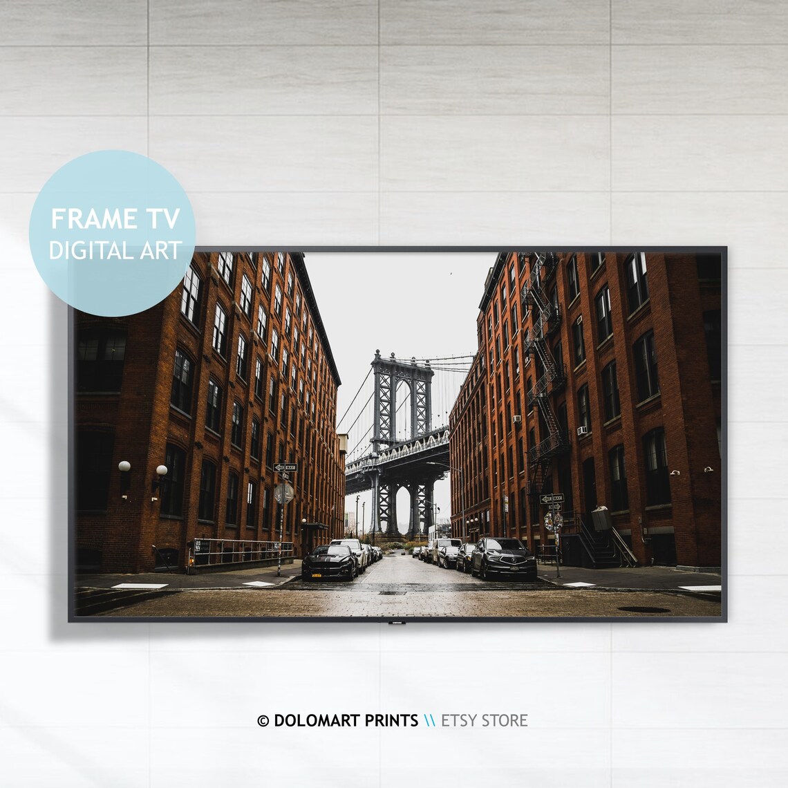 Manhattan Bridge Washington Street Frame TV Digital Art Poster