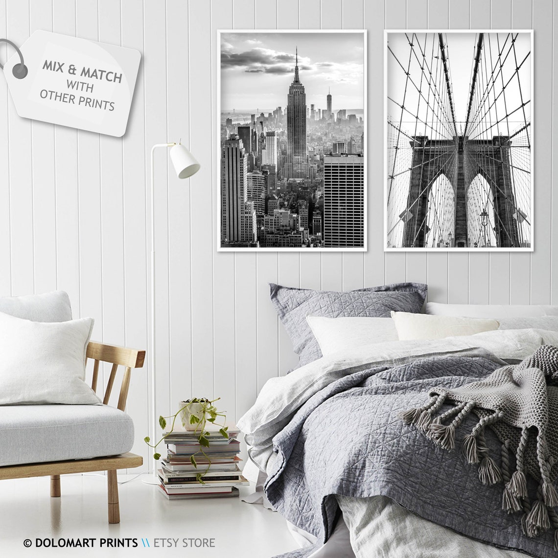 Empire State Building Black And White New York City Skyline Poster - Image 2