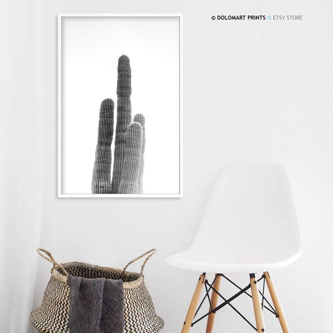 Saguaro Cactus Columns Black and White Desert Minimalist Poster - Image 3