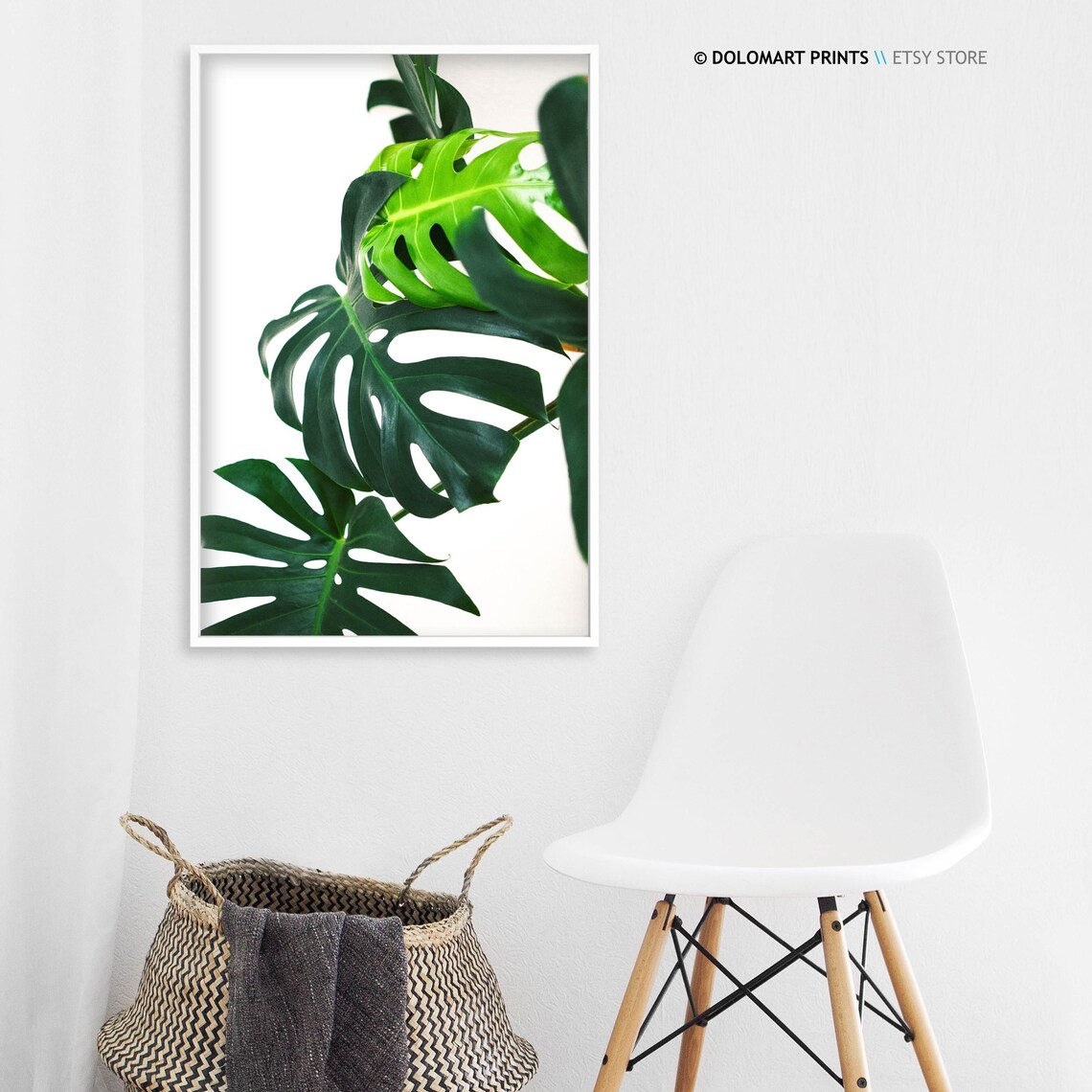 Monstera Palm Leaf Print Green Tropical Minimal Art Indoor Plant Print Botanical Artwork Green Art - Image 3