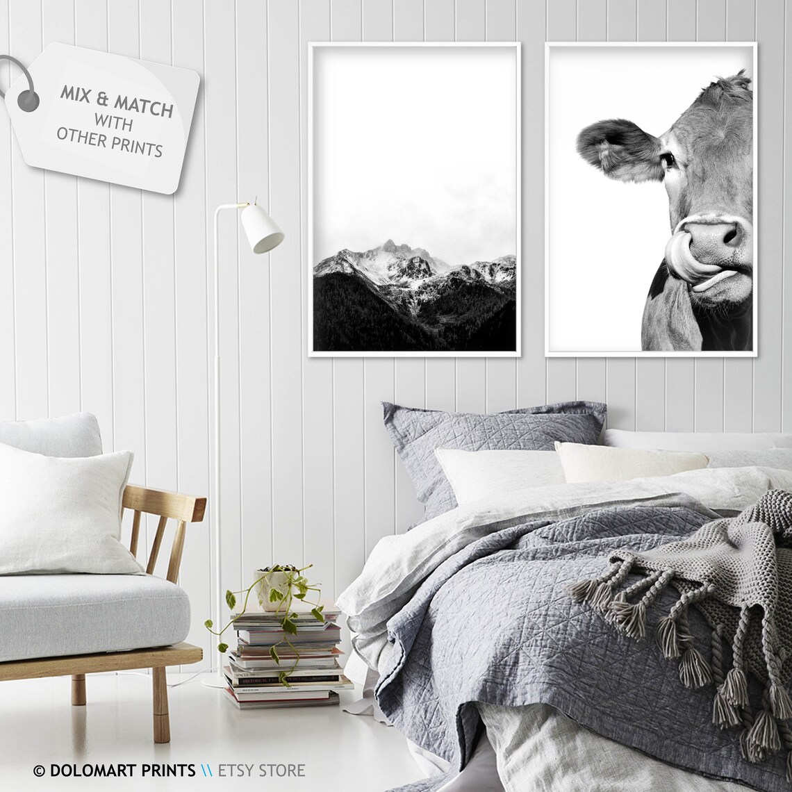 Modern Farmhouse Cow Nursery Art Print - Image 2