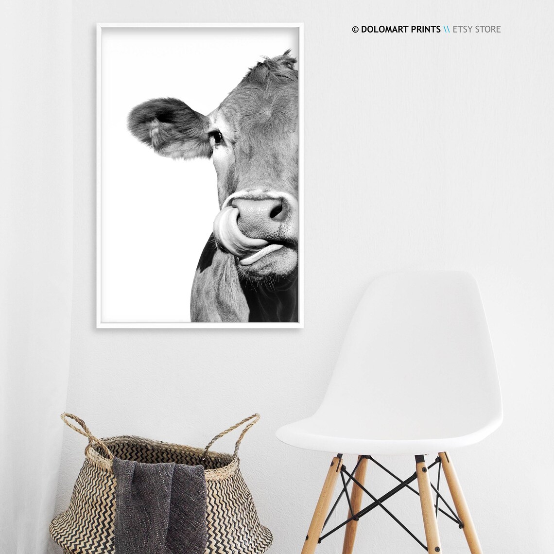 Modern Farmhouse Cow Nursery Art Print - Image 3