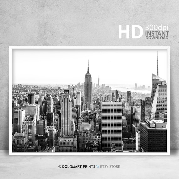 New York Black and White Skyline Art Print
