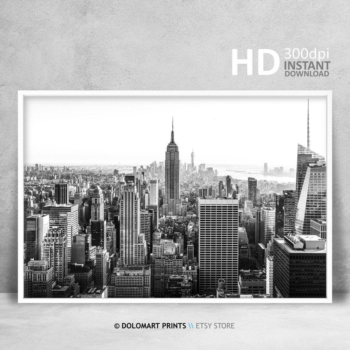 New York Black and White Skyline Art Print