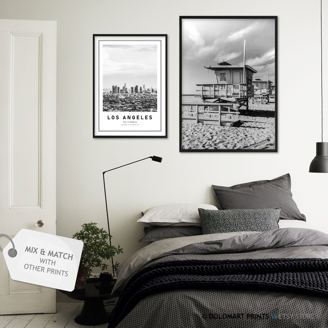 Los Angeles Black and White Coordinates Travel Poster - Image 2