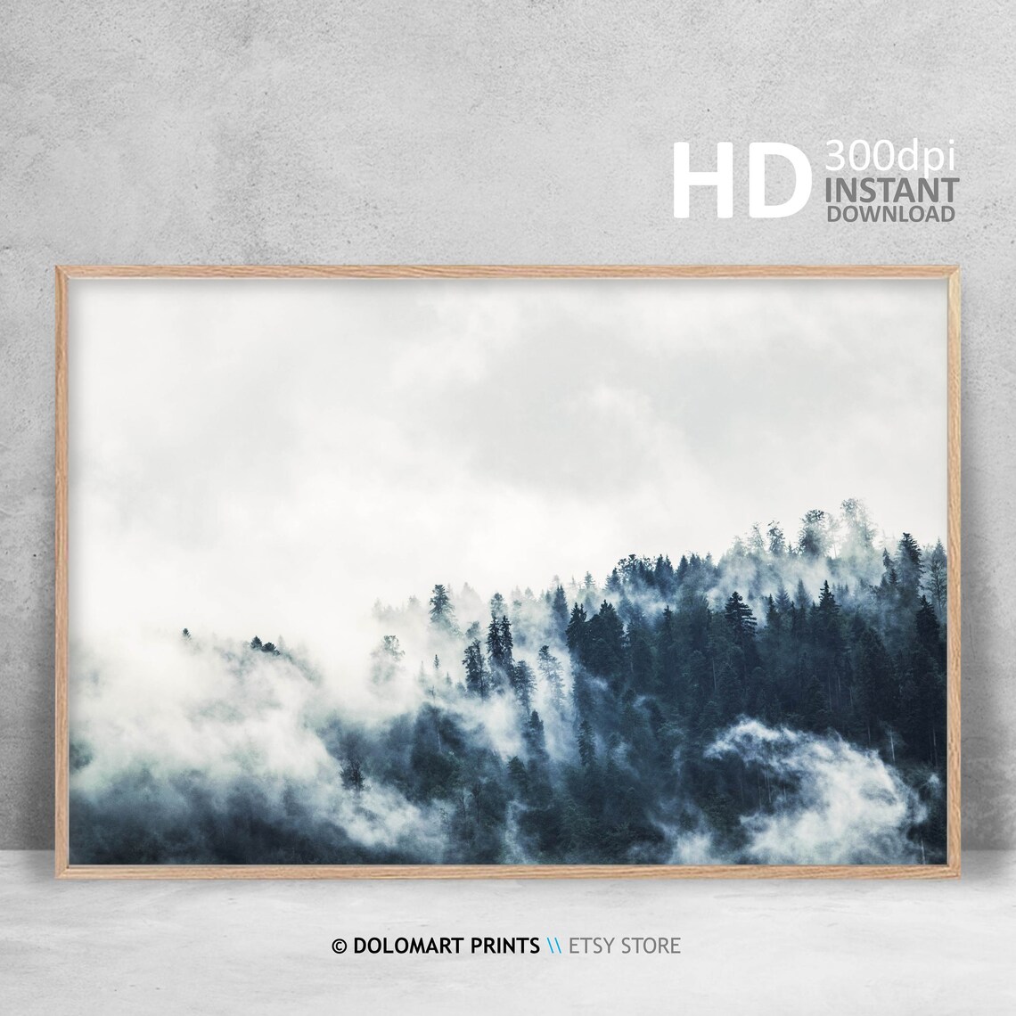 Misty Pine Forest In Fog Moody Woodland Nature Landscape Poster - Image 4